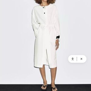 NWT Massimo Dutti Linen Midi Shirt Dress in Off White